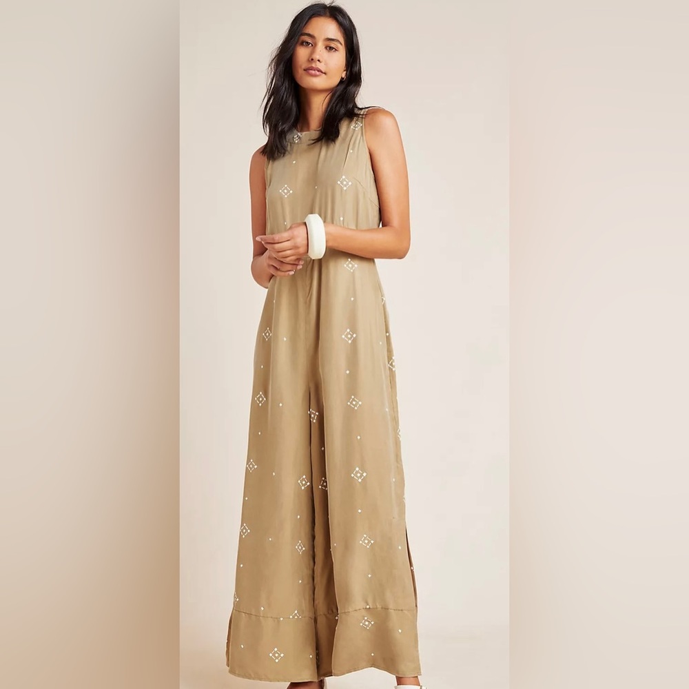 Anthropologie Sancia Carmela Wide-Leg Jumpsuit Pockets Boho Size L Womens